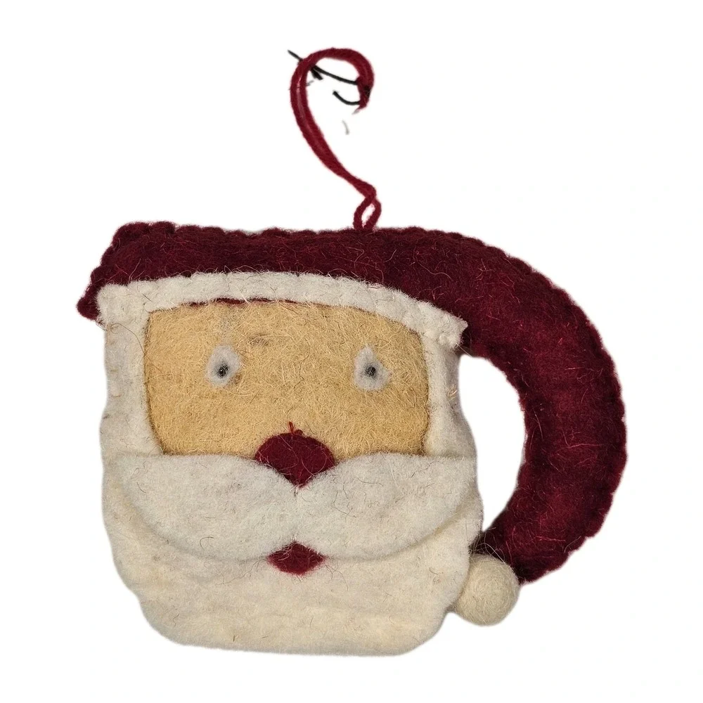Santa Claus Wool Felt Handmade Christmas Ornament Lou Sibert Whimsical Minimal‎